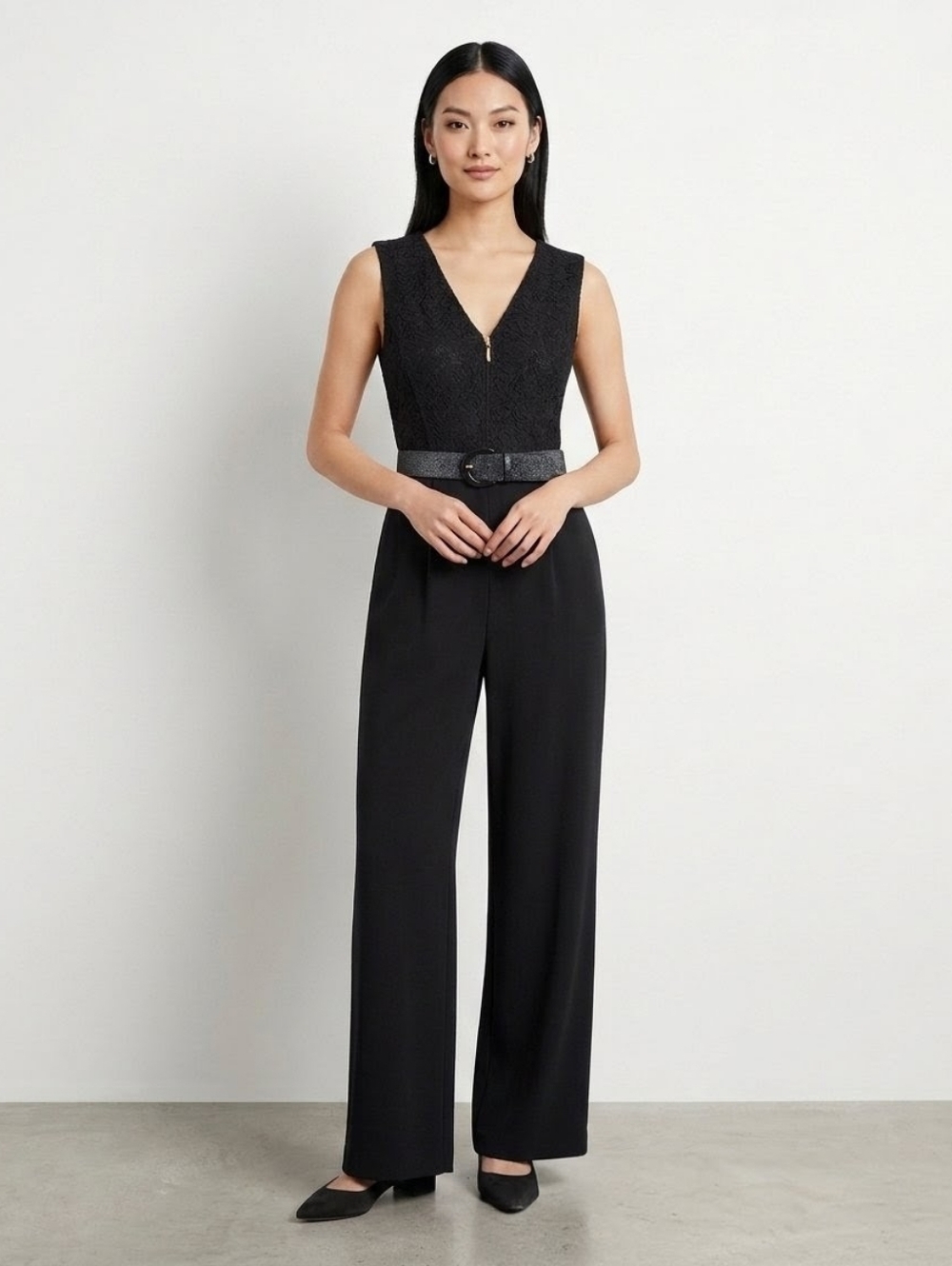 Donna Karan New York Black Ribbed Wide Leg Jumpsuit - NWOT - 12